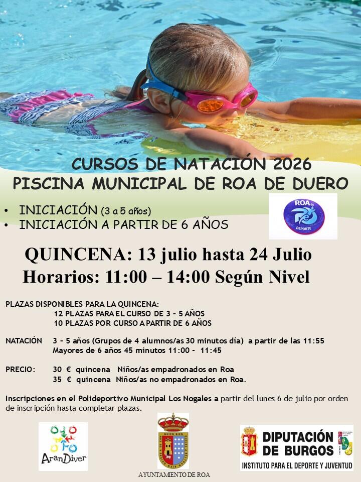 CURSO DE NATACIÓN VERANO 2026 ROA