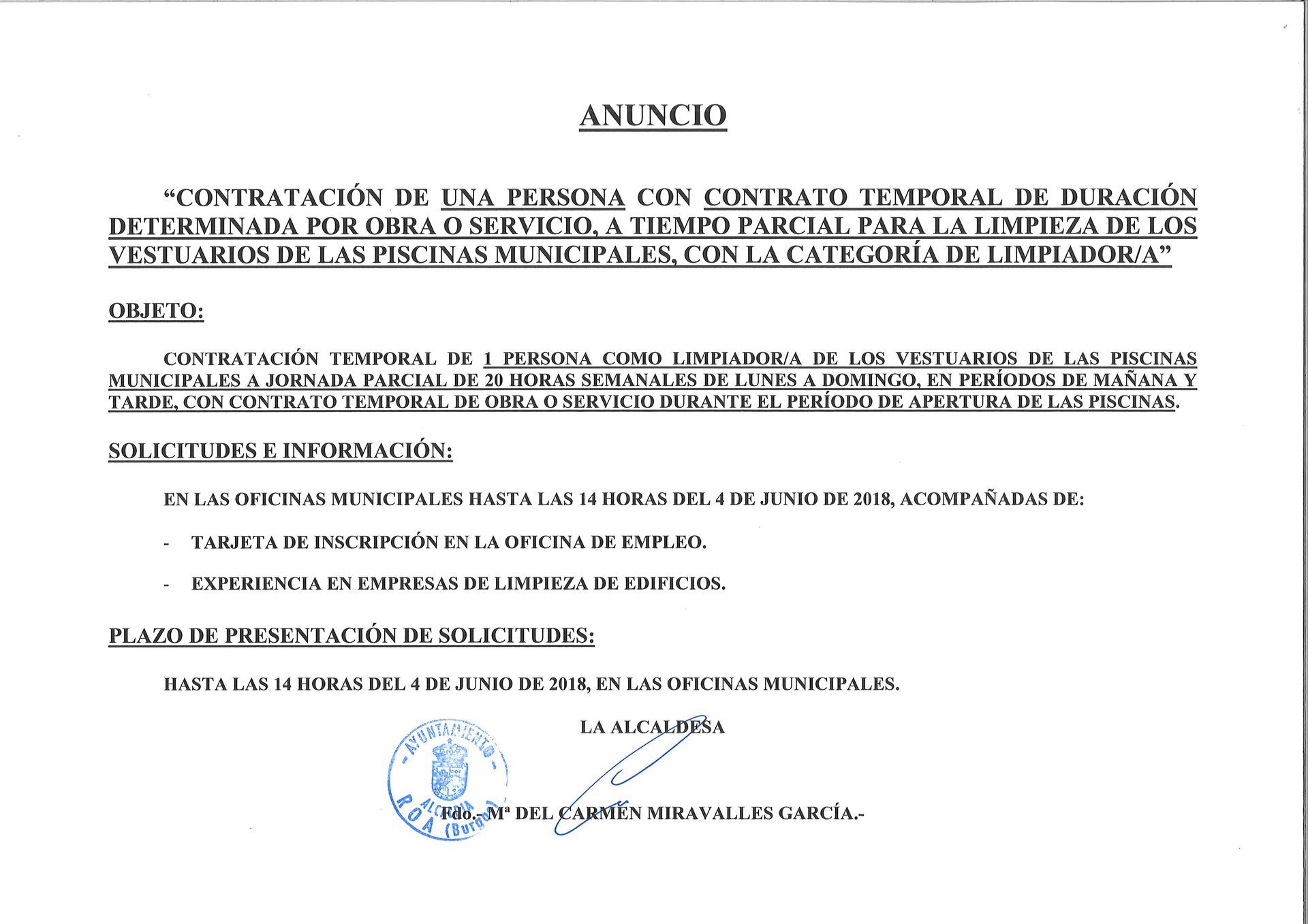 ANUNCIOS DE CONTRATACIÓN 