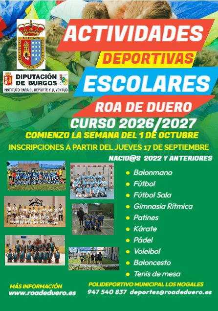 OFERTA ACTIVIDADES DEPORTIVAS ESCOLARES CURSO 2026/2027